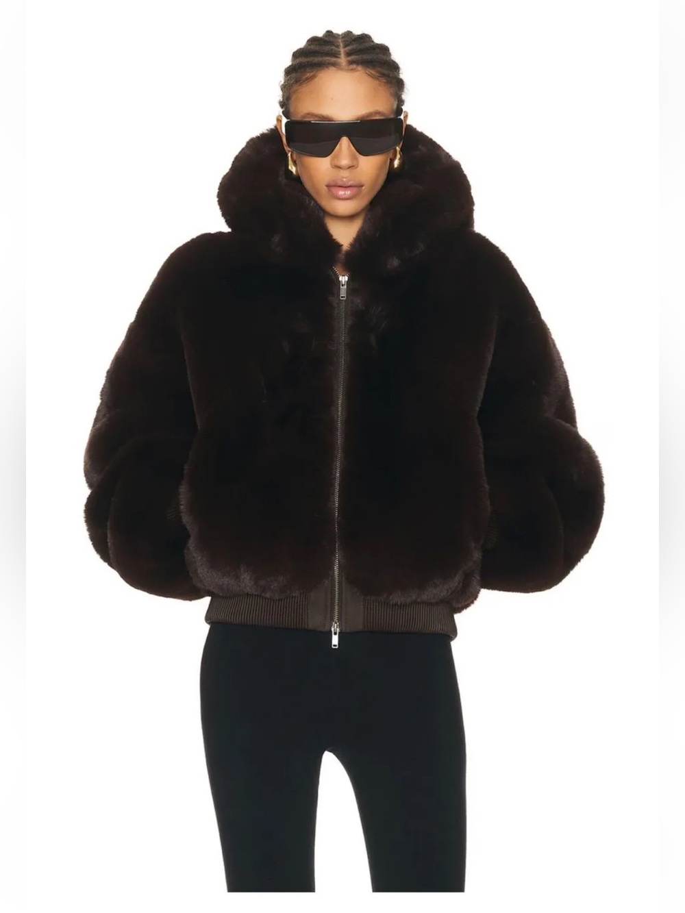 SKIMS Ski Faux Fur Shrunken
Zip Up Jacket Size Small